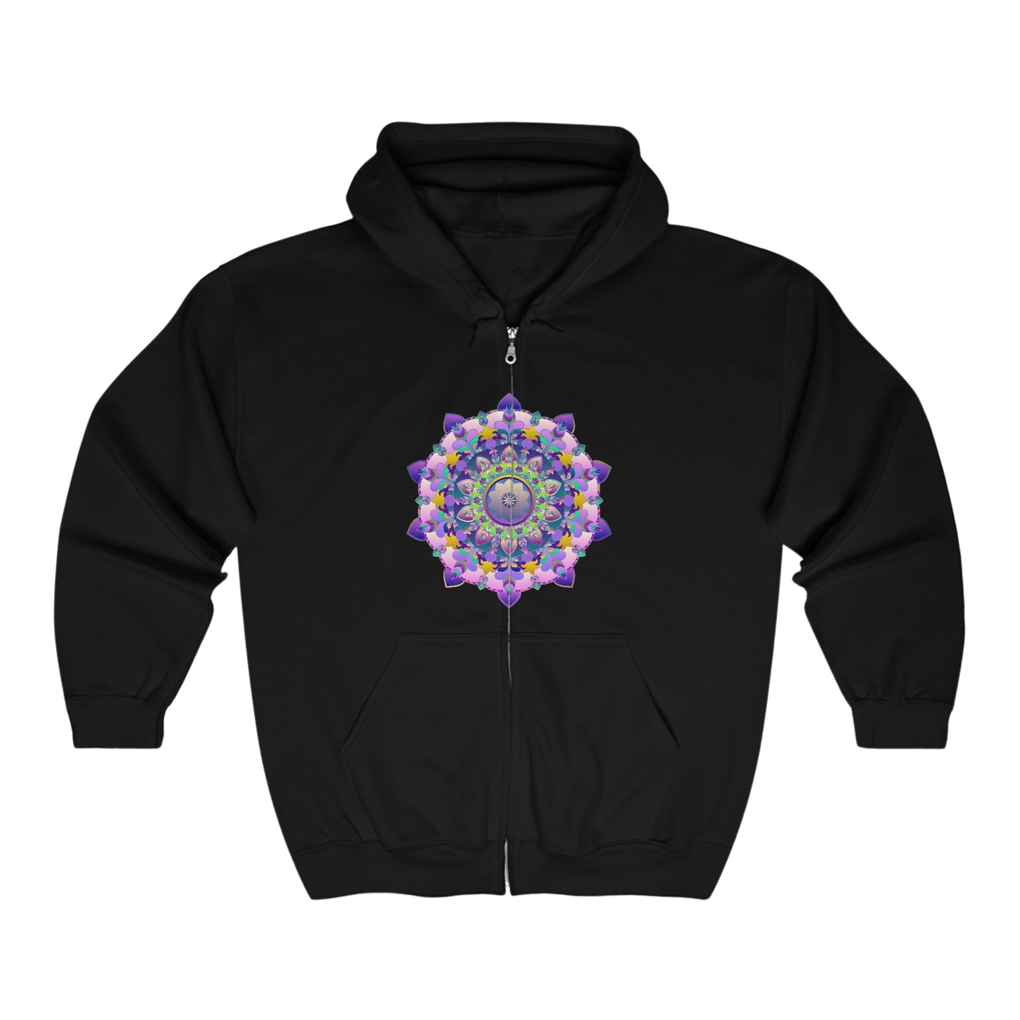 Felpa con cappuccio con stampa Mandala in tonalità viola e blu