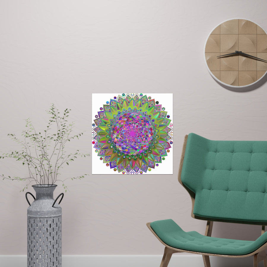 Vibrant Mandala Poster - Colorful Art Print Poster - Blululi