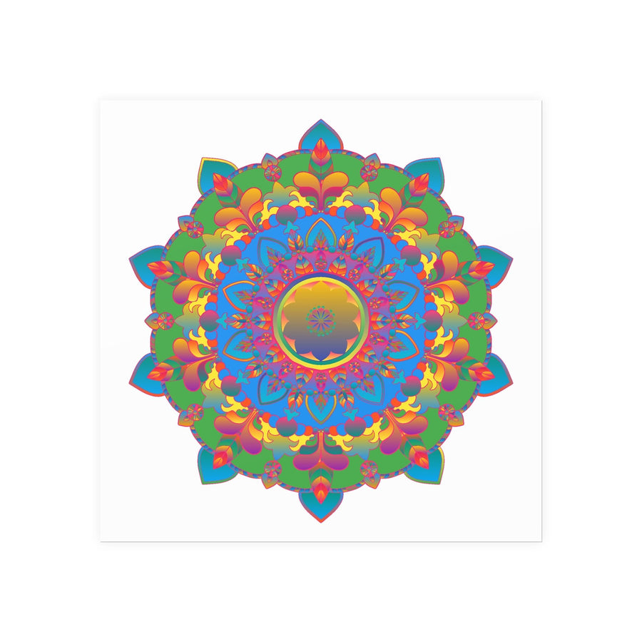 Vibrant Mandala Poster - Colorful Geometric Art Poster - Blululi