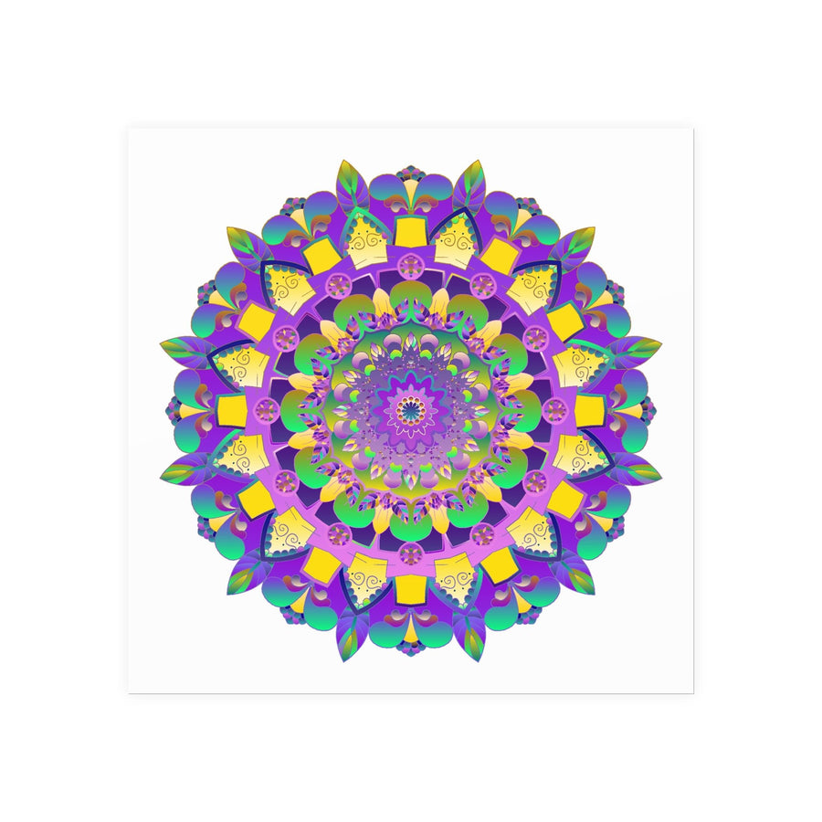 Vibrant Mandala Poster - Purple, Yellow, Green Poster - Blululi