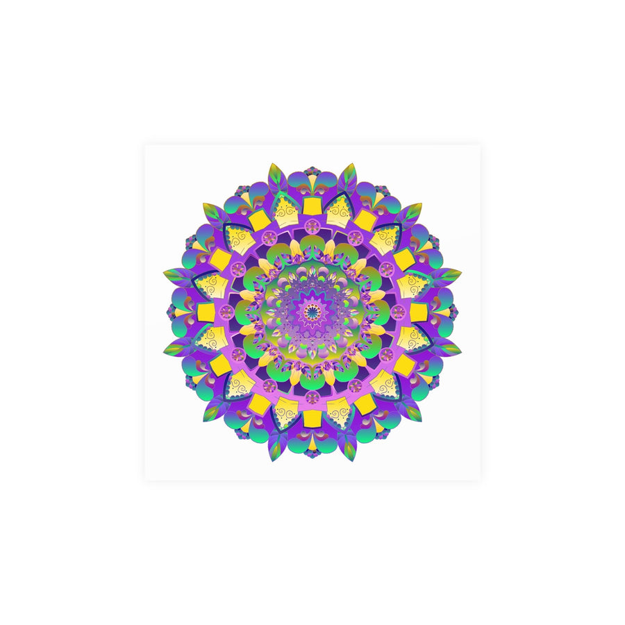 Vibrant Mandala Poster - Purple, Yellow, Green Poster - Blululi