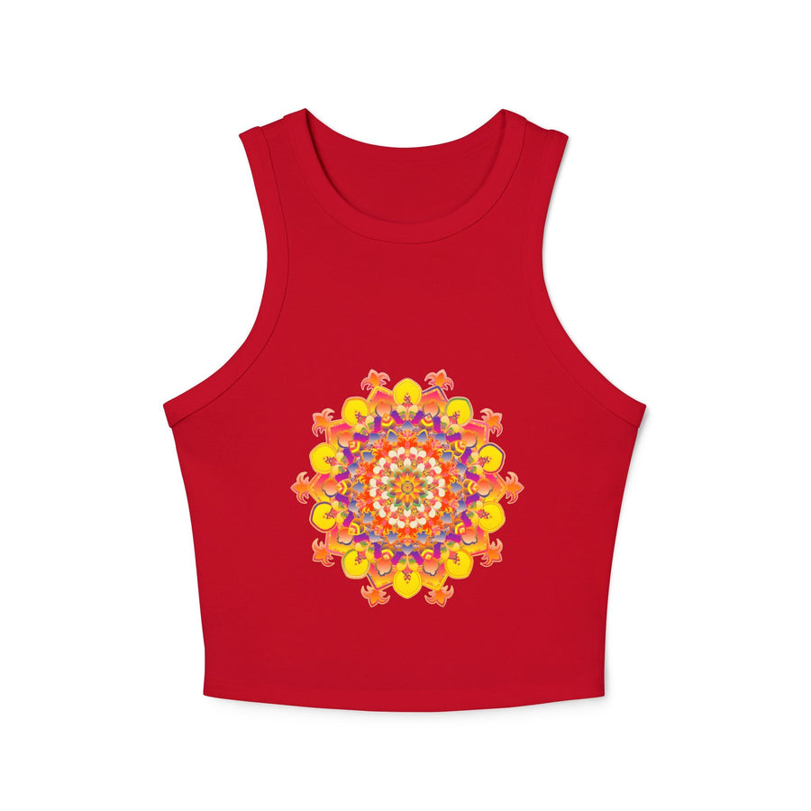 Vibrant Mandala Racerback Tank Top - Hand Drawn Tank Top - Blululi