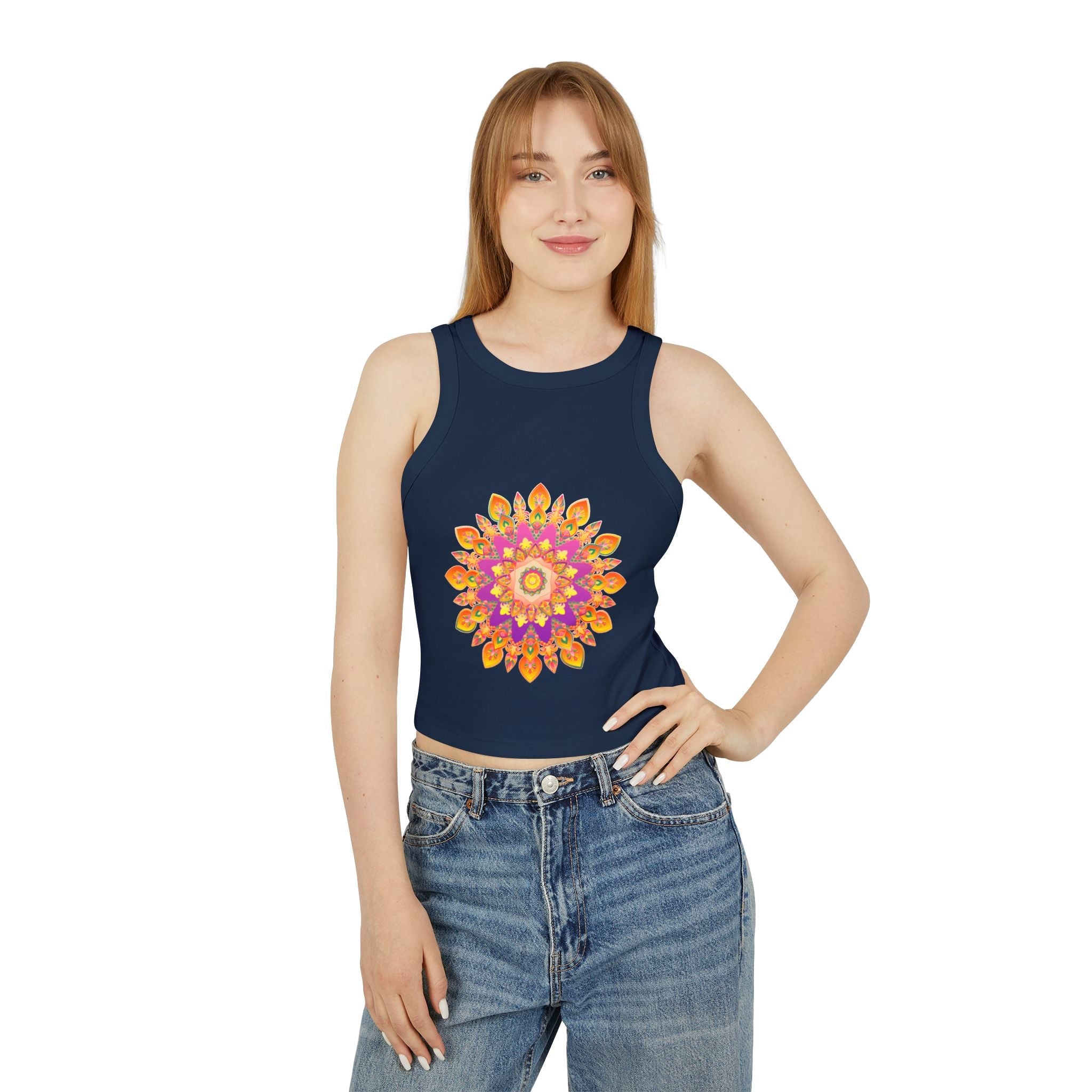 Vibrant Mandala Racerback Tank Top Tank Top - Blululi