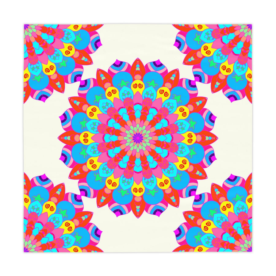 Vibrant Mandala Tablecloth - Ivory, Circular Design Home Decor - Blululi