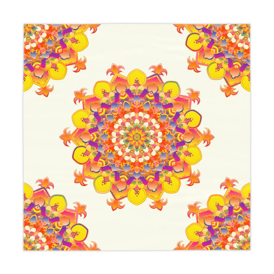 Vibrant Mandala Tablecloth, Ivory - Intricate Design Home Decor - Blululi