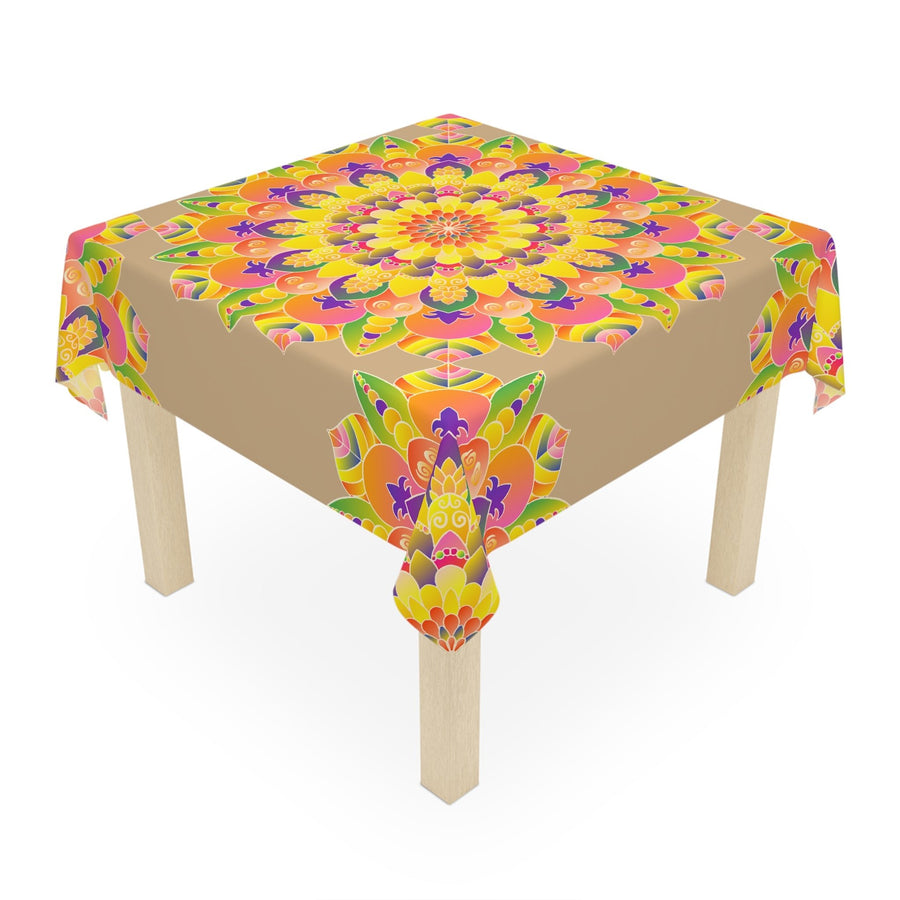 Vibrant Mandala Tablecloth - Sand, Bohemian Decor Home Decor - Blululi