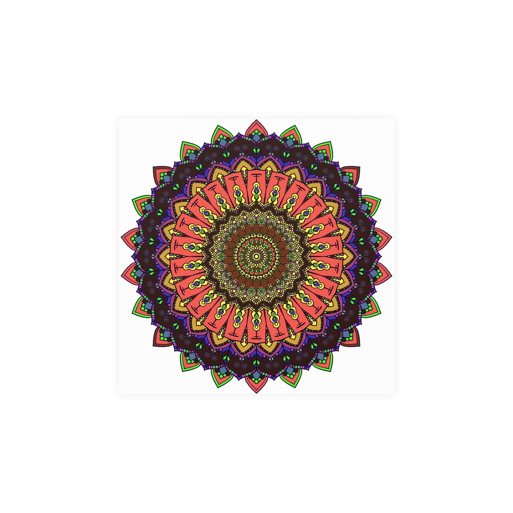 Vibrant Mandala Wall Art - Colorful Circular Design Poster - Blululi