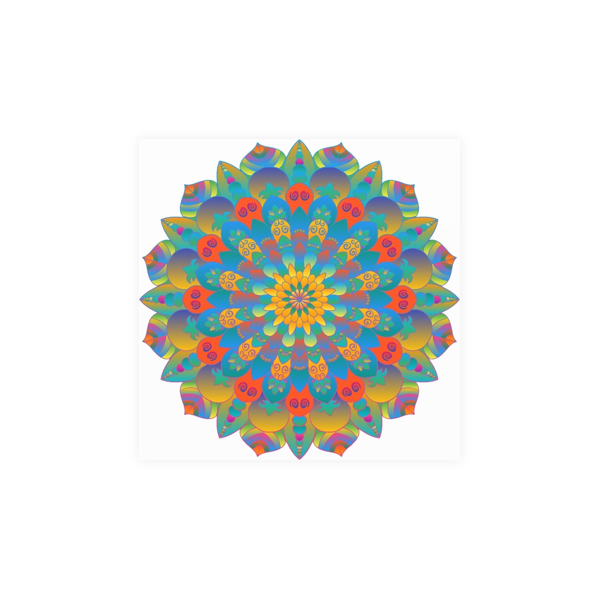 Vibrant Mandala Wall Art Poster - Blue, Green, Yellow Poster - Blululi