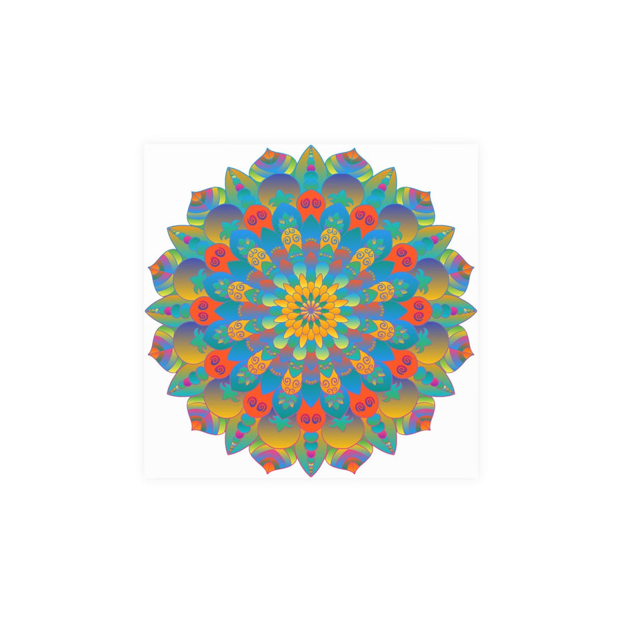 Vibrant Mandala Wall Art Poster - Blue, Green, Yellow Poster - Blululi