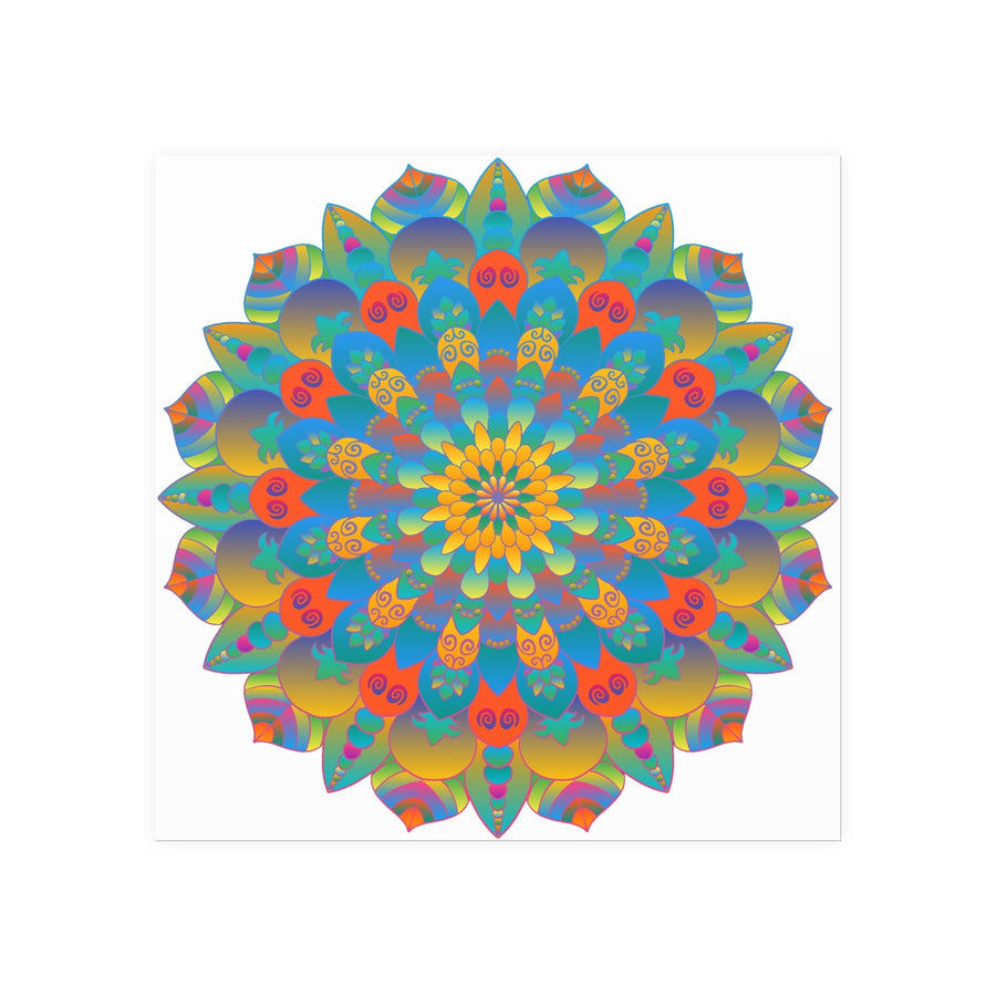 Vibrant Mandala Wall Art Poster - Blue, Green, Yellow Poster - Blululi
