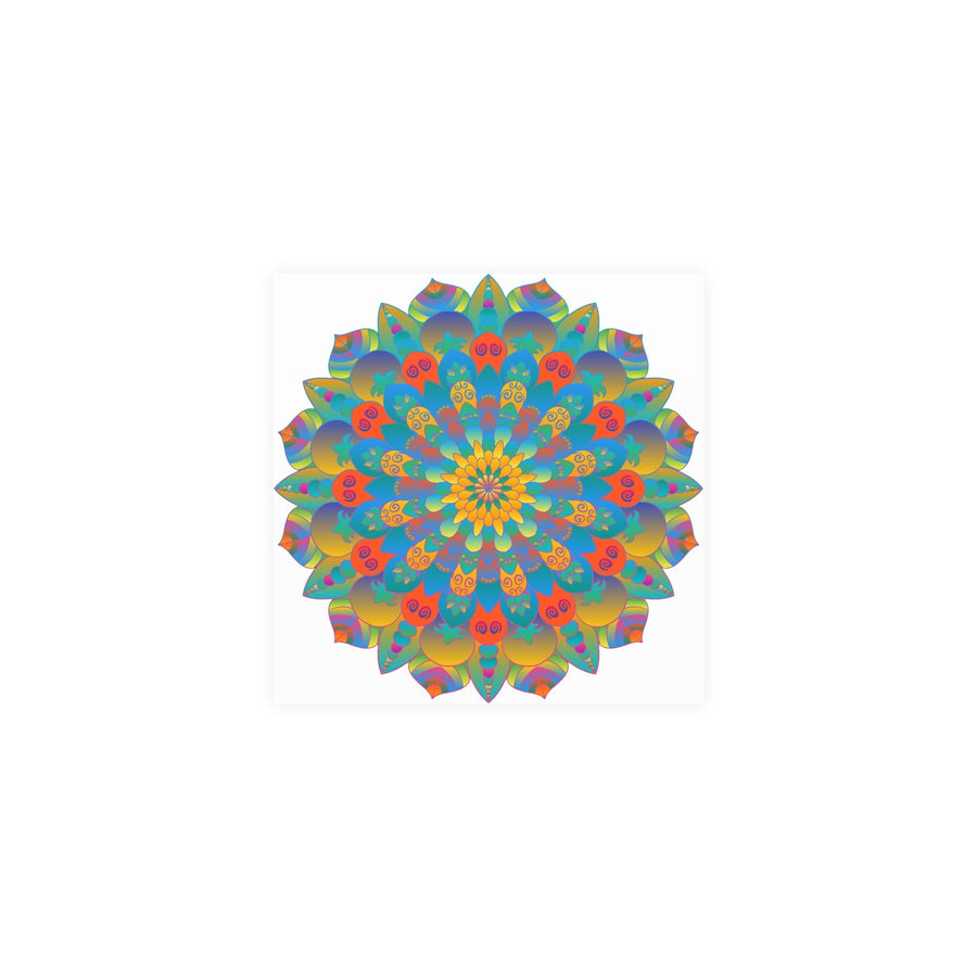 Vibrant Mandala Wall Art Poster - Blue, Green, Yellow Poster - Blululi