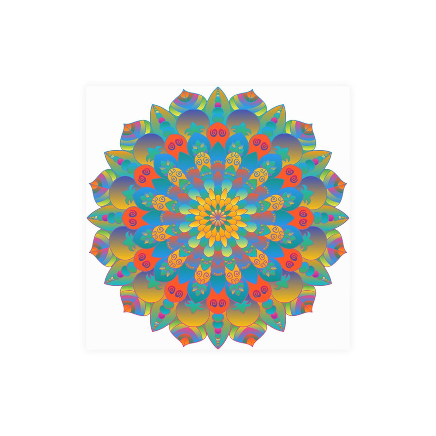 Vibrant Mandala Wall Art Poster - Blue, Green, Yellow Poster - Blululi