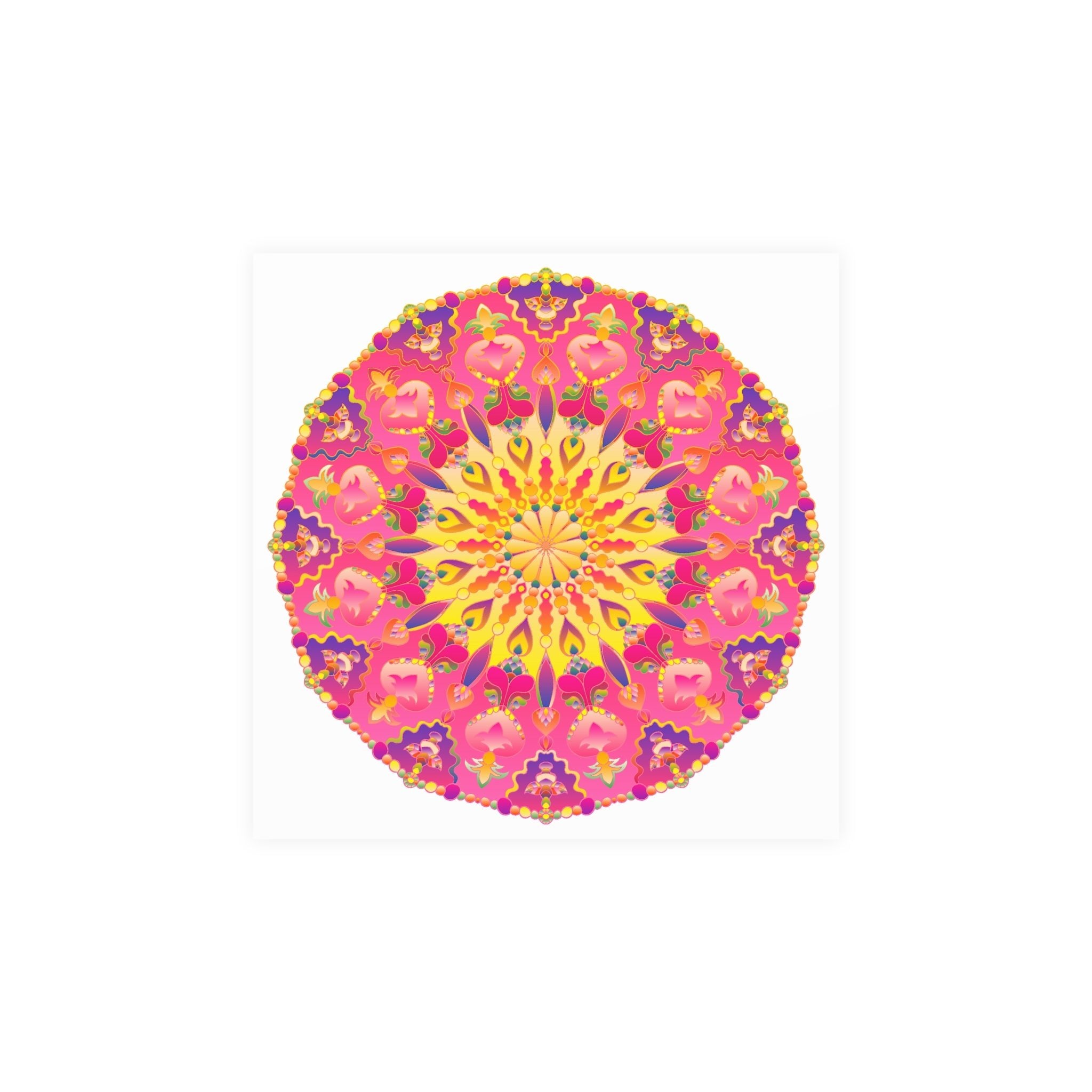 Vibrant Pink, Yellow & Purple Mandala Art Print Poster - Blululi
