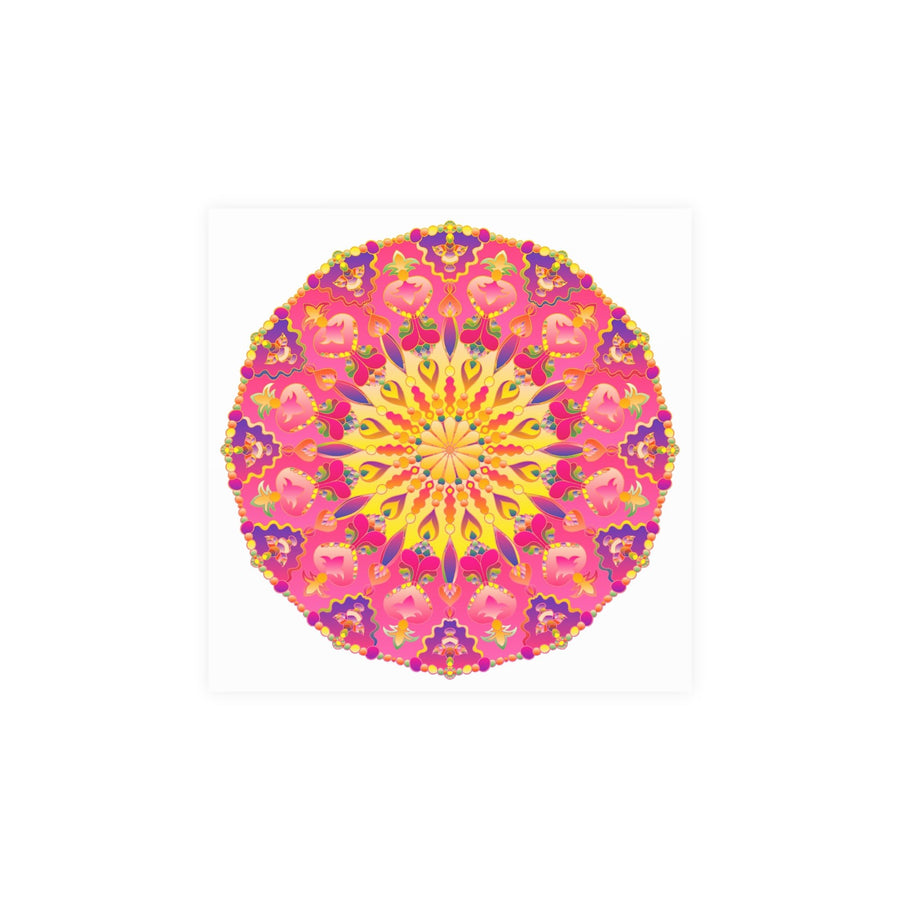 Vibrant Pink, Yellow & Purple Mandala Art Print Poster - Blululi