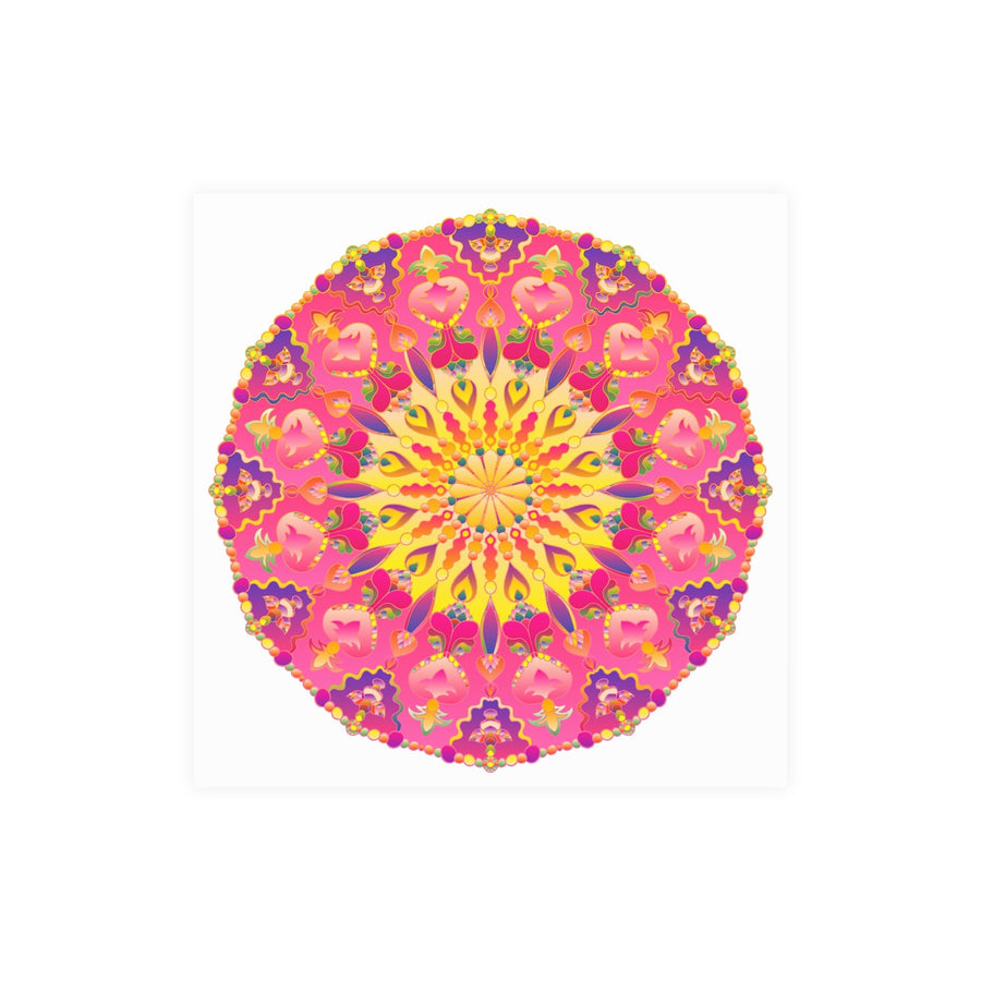 Vibrant Pink, Yellow & Purple Mandala Art Print Poster - Blululi