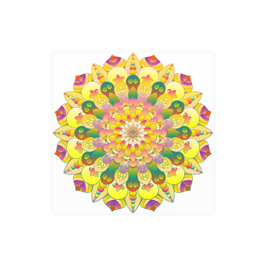Vibrant Yellow & Pink Mandala Art Print Poster - Blululi