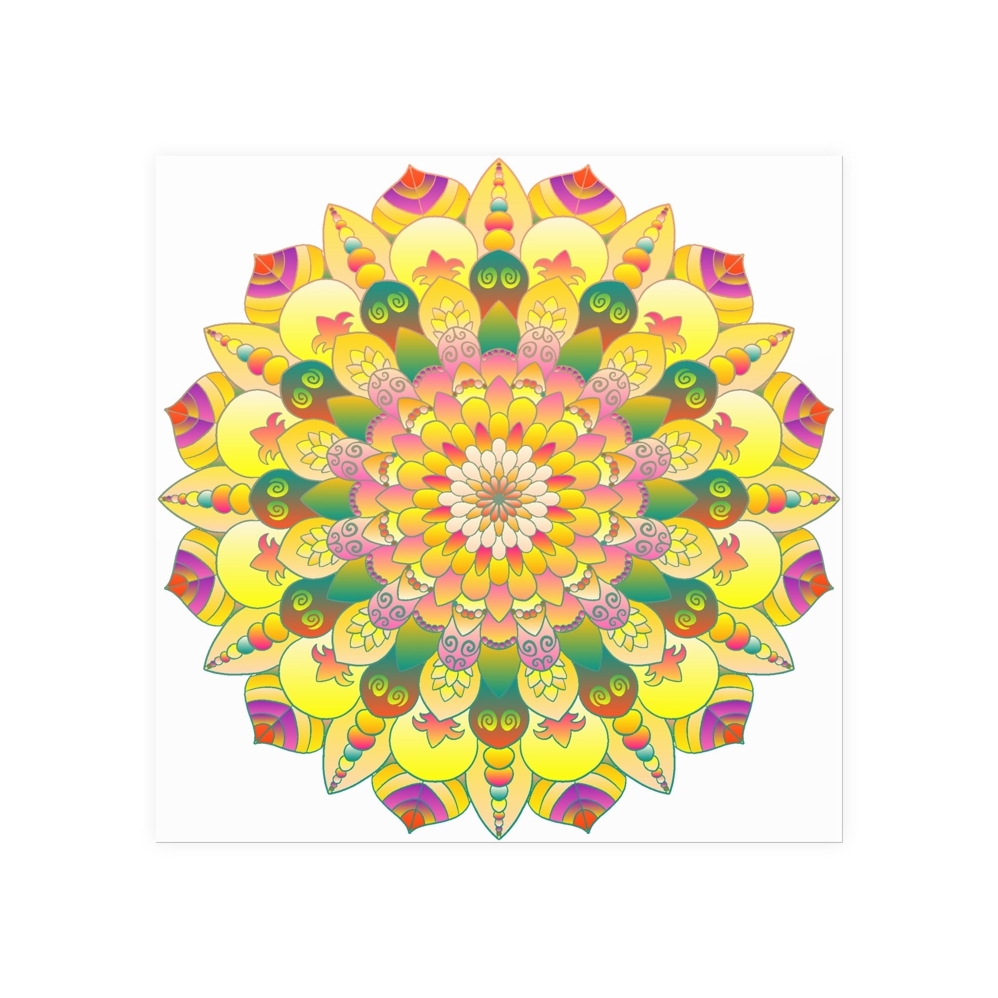 Vibrant Yellow & Pink Mandala Art Print Poster - Blululi