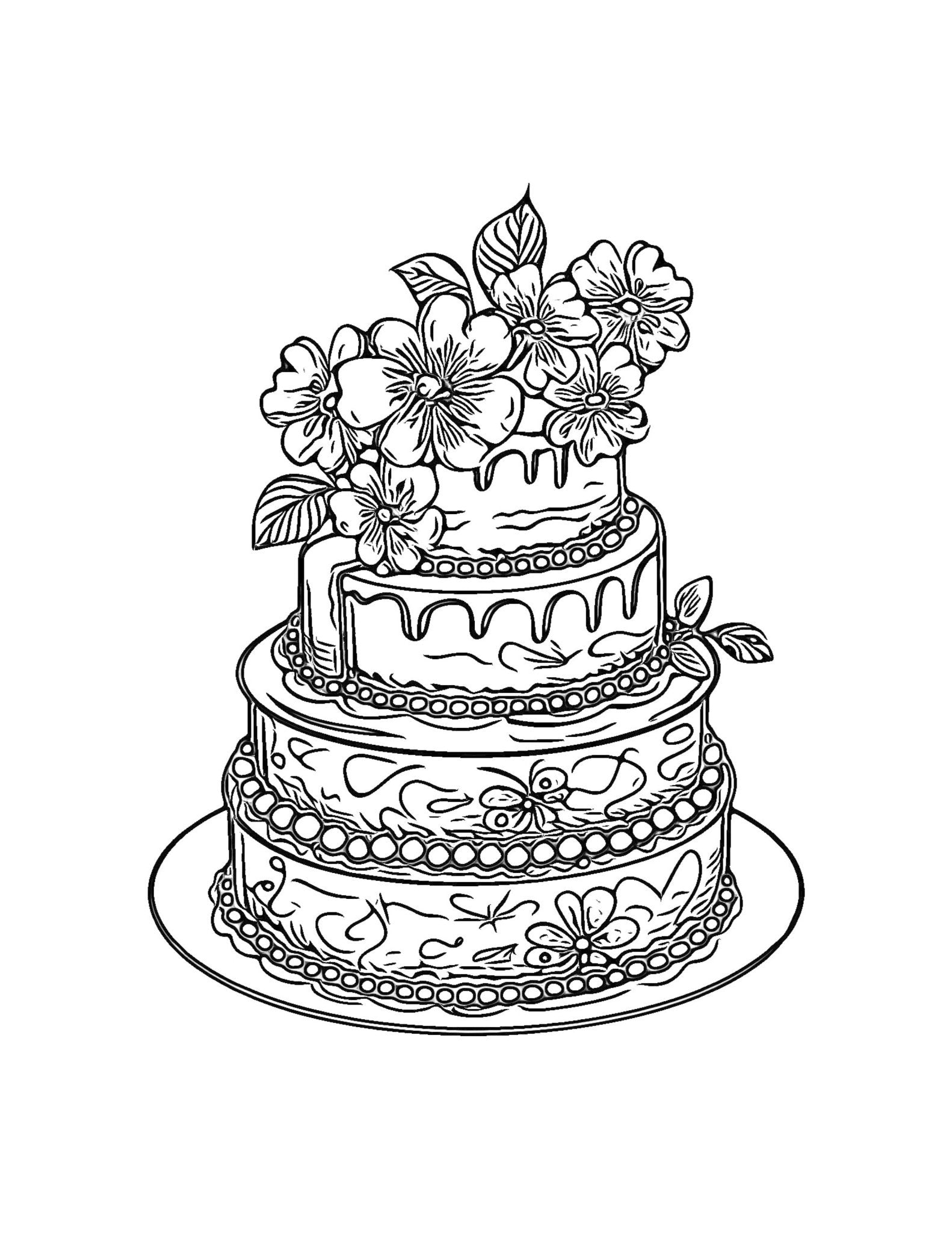 Whimsical Cakes Coloring Pages: Fun and Creative Designs for Relaxation and Inspiration - Printable PDF for Adults and Kids | Cookbook digital download - Blululi