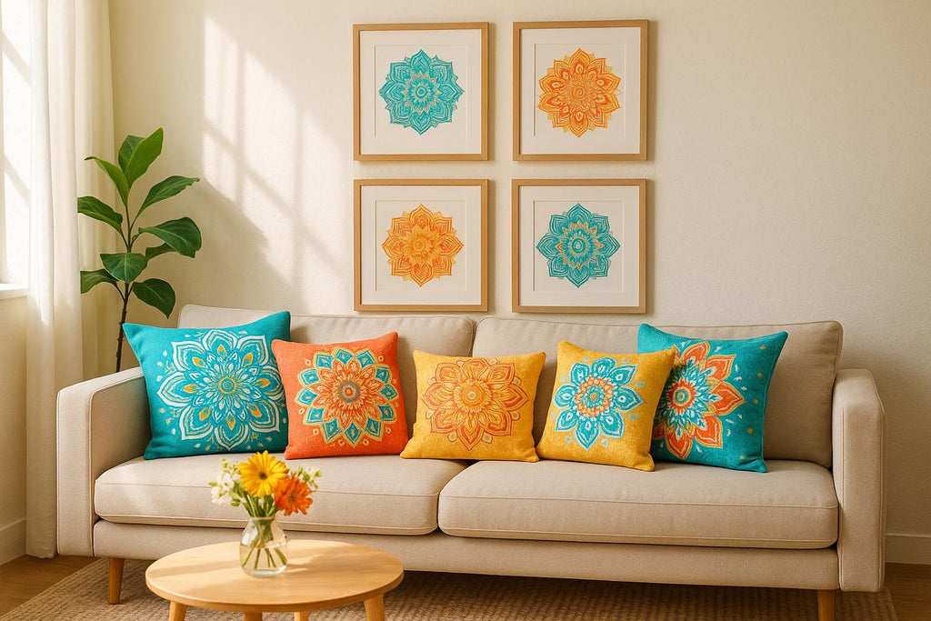 Colora la tua casa con intenzione: semplici consigli di stile con cuscini e stampe da parete
