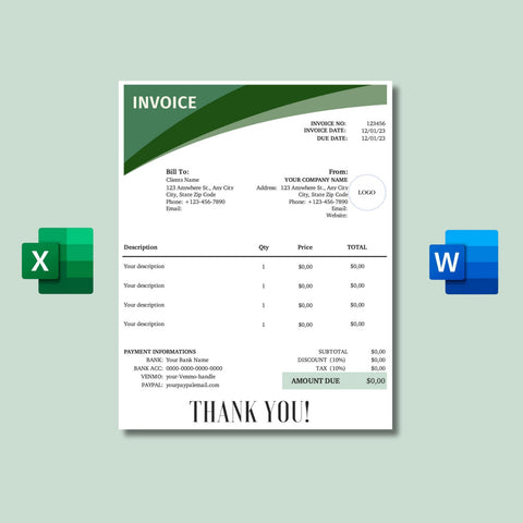 Simplify your billing with our collection of professional invoice templates. Available in Word & Excel formats, easy to use, and perfect for creatives or entrepreneurs. Instant download & auto-calculating formulas.