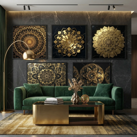 The Golden Void Collection | Limited Edition Black Marble & Gold Mandala