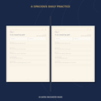 Two actual daily journal pages with structured writing space.
