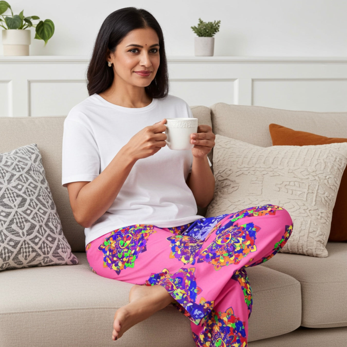 Pink Mandala Pajama Pants – Vibrant Sleep & Loungewear for Women
