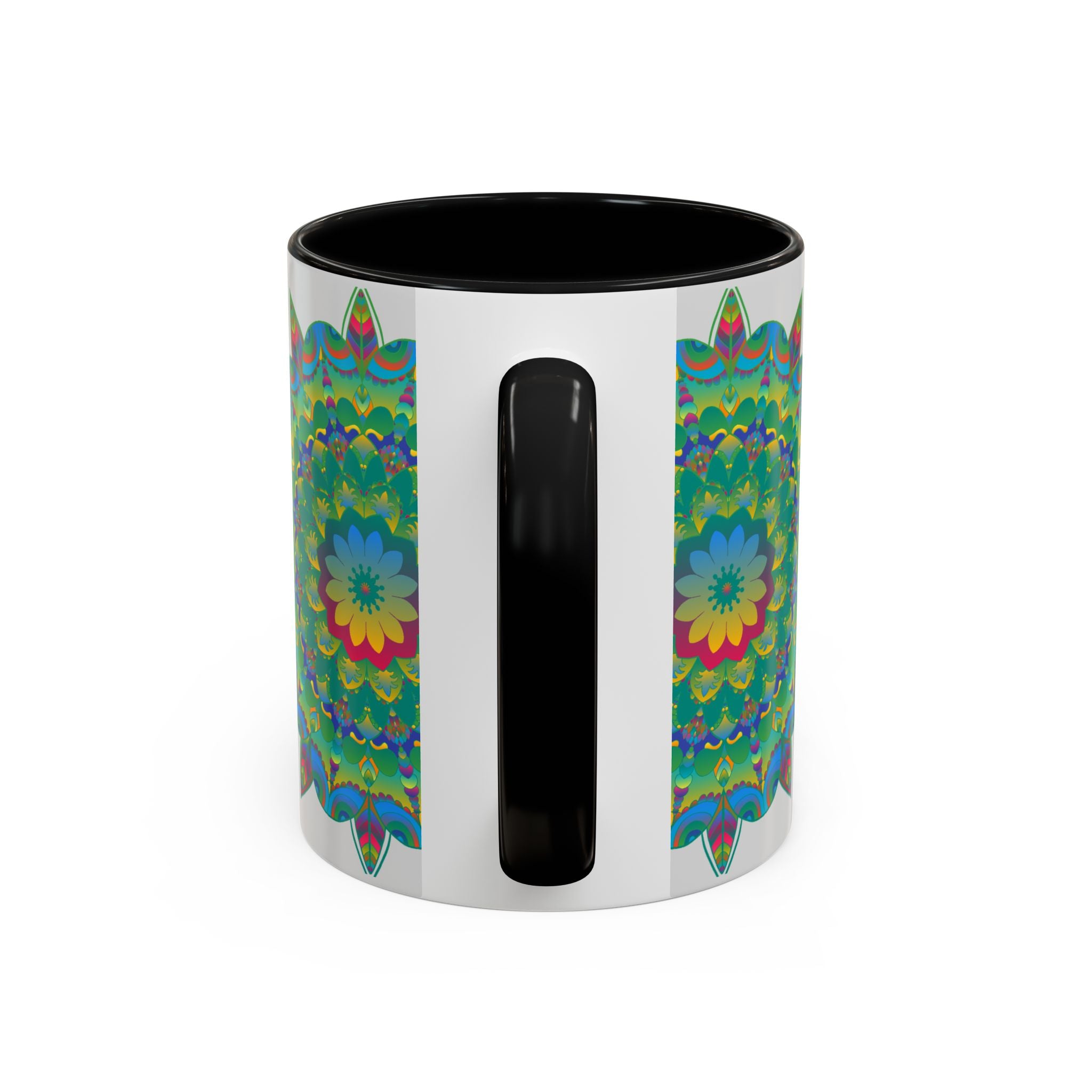 Beautiful handcrafted Mandala Art Mug with vibrant and intricate floral design