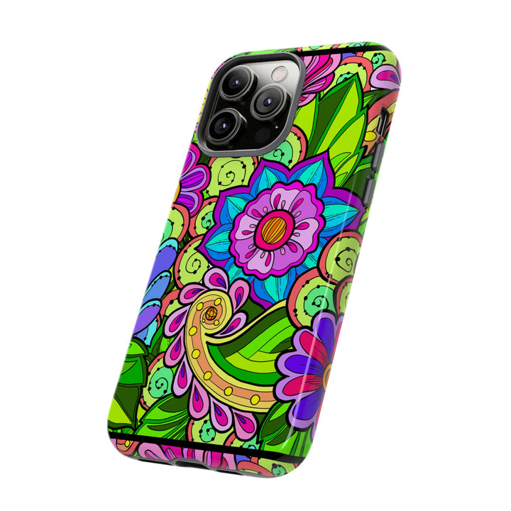 Floral Fantasy iPhone and Google Pixel Case in Bright Green Palette