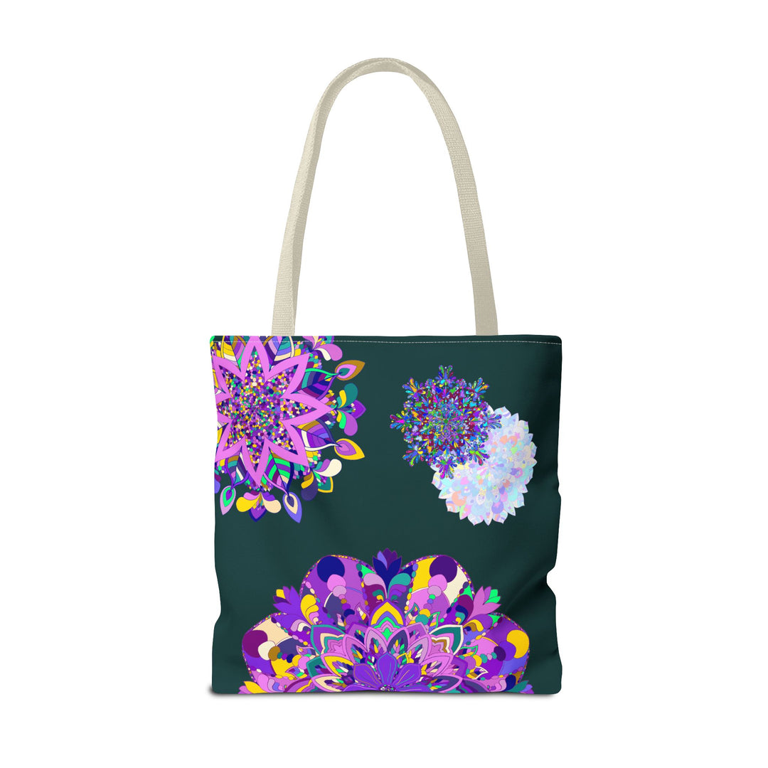 Colorful mandala patterned tote bag with spacious interior and sturdy straps