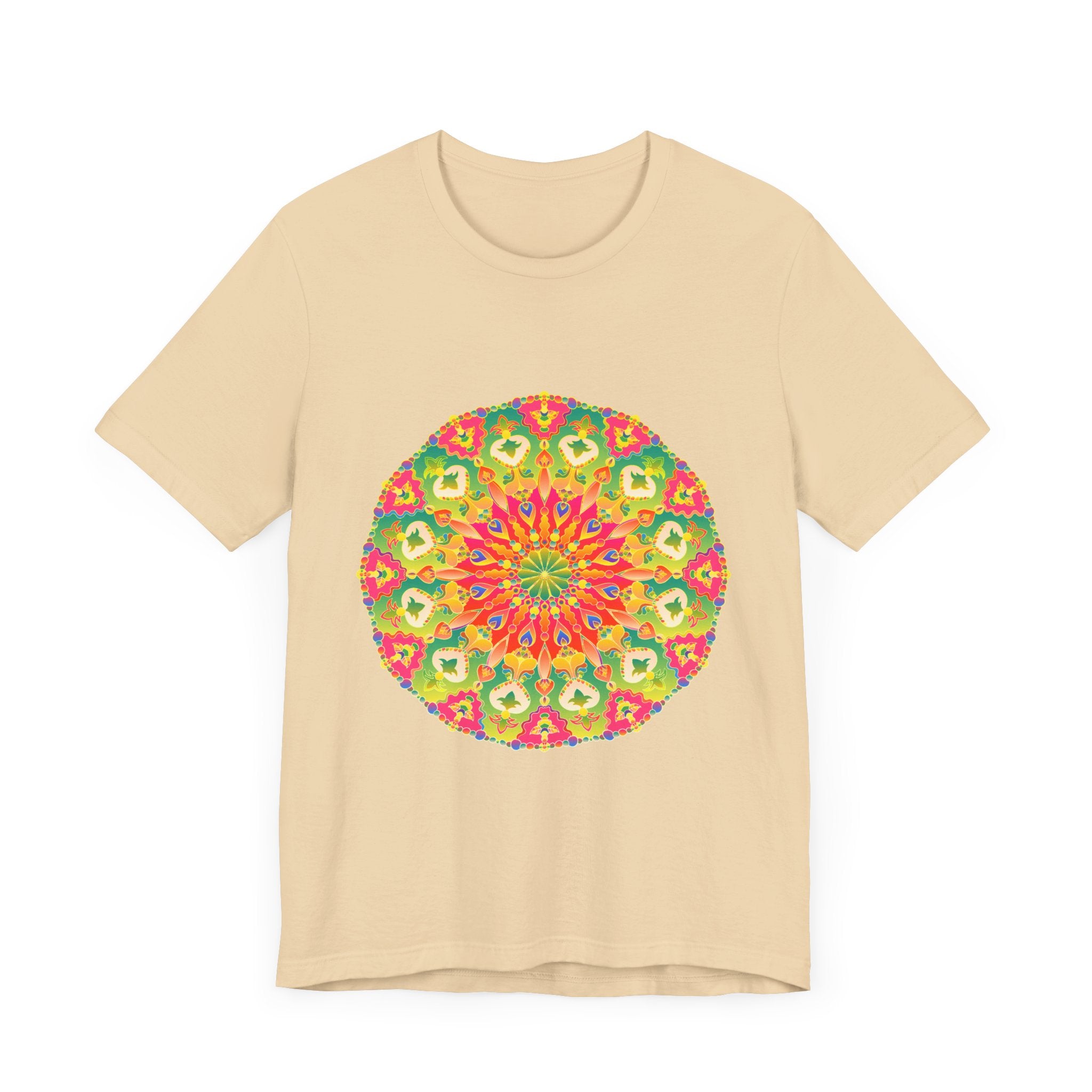 Vibrant Mandala Tee with intricate and colorful design, perfect for adding a pop of color to your wardrobe