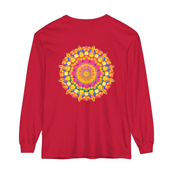 Colorful Mandala Long Sleeve T-Shirt featuring intricate psychedelic art design