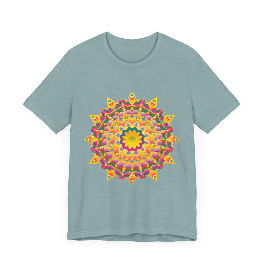 Vibrant Mandala T-Shirt showcasing colorful, intricate spiritual art designs