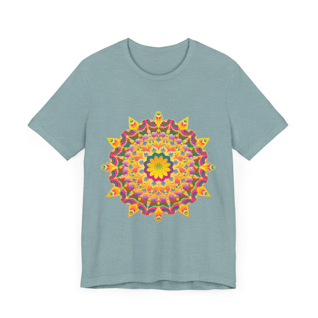 Vibrant Mandala T-Shirt showcasing colorful, intricate spiritual art designs