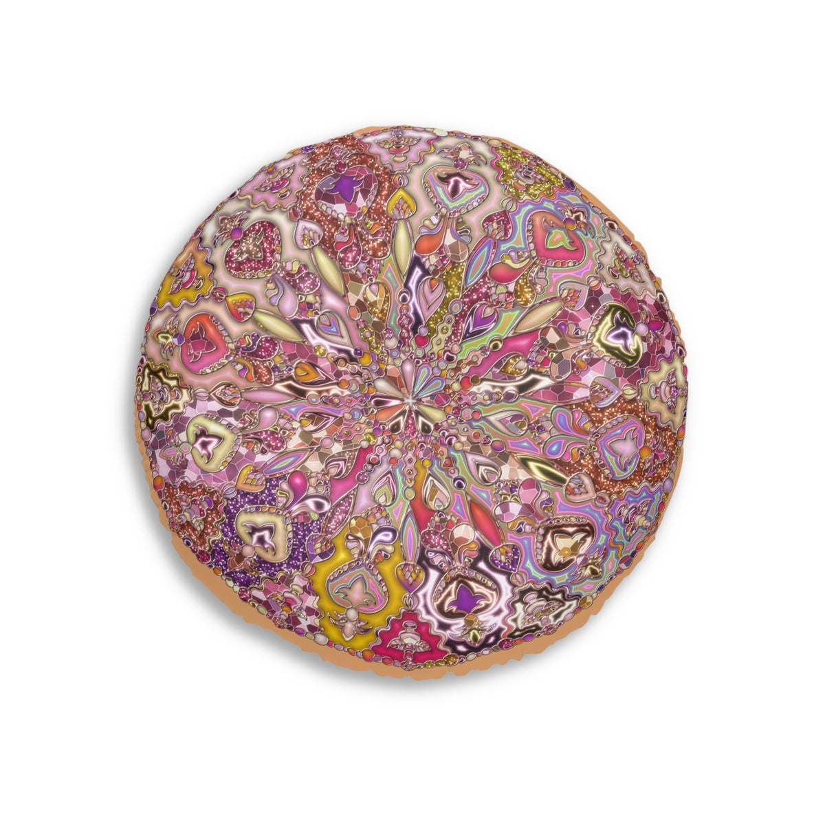 Boho Floral Mandala Tufted Floor Pillow