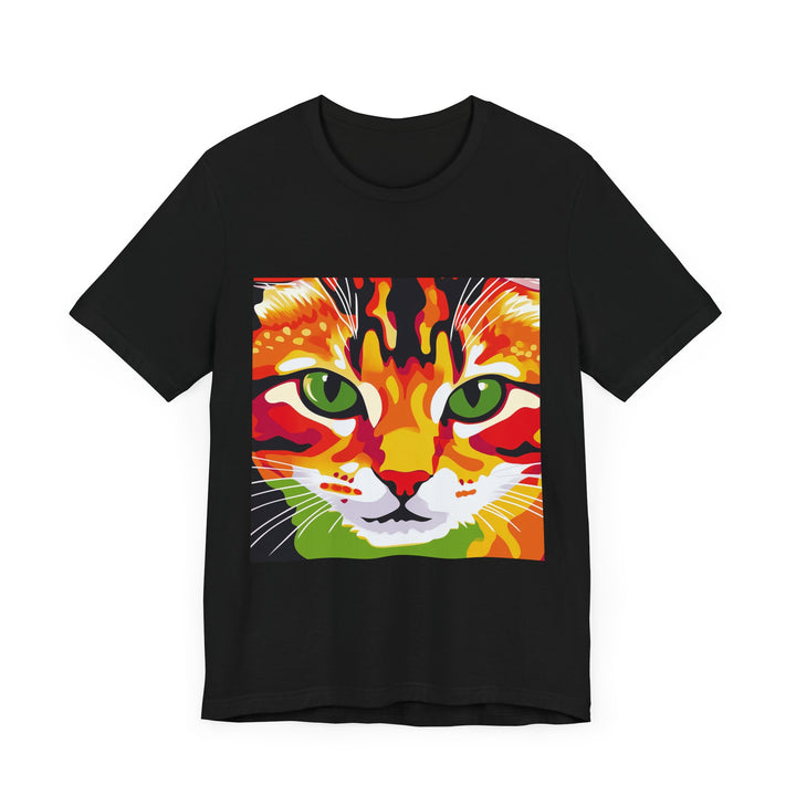 Abstract t-shirt featuring a majestic savanna cat in a striking art design