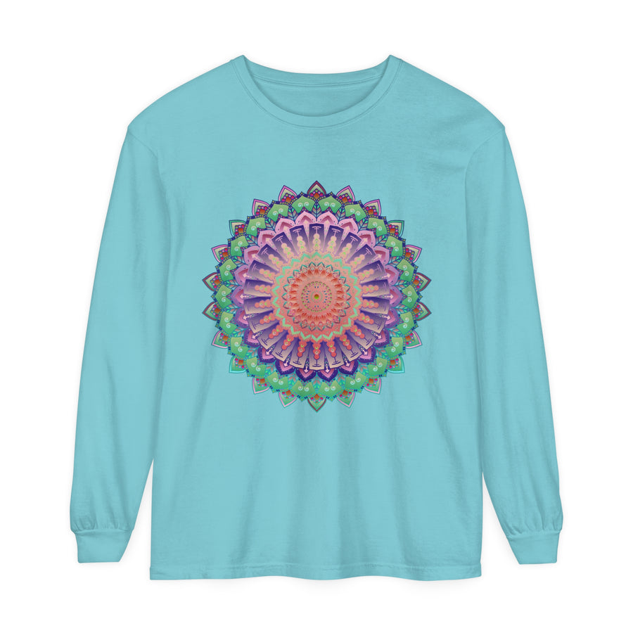Colorful and intricate mandala design long sleeve t-shirt for both men and women