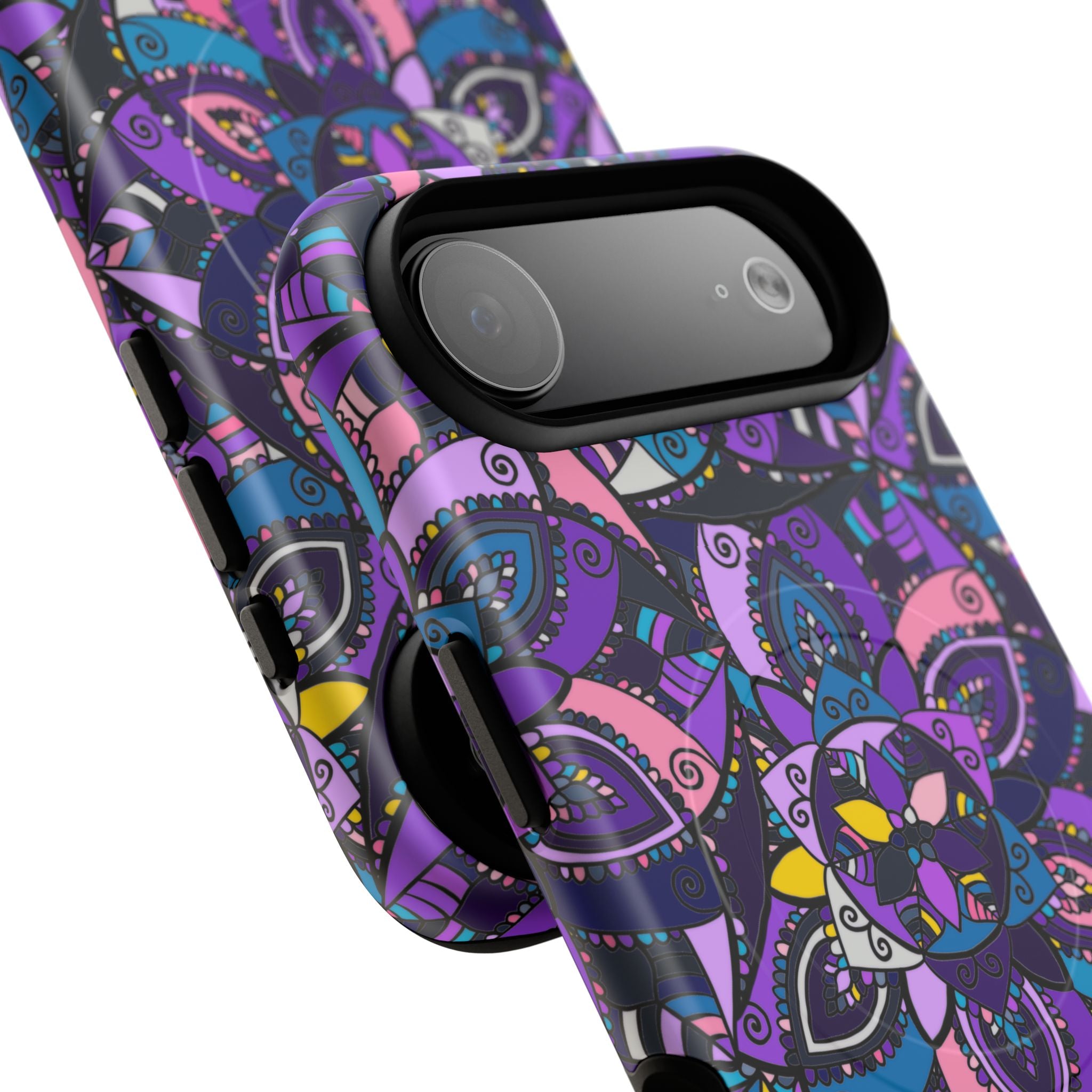 Magnetic Phone Case — Purple Mandala Floral Tough Case