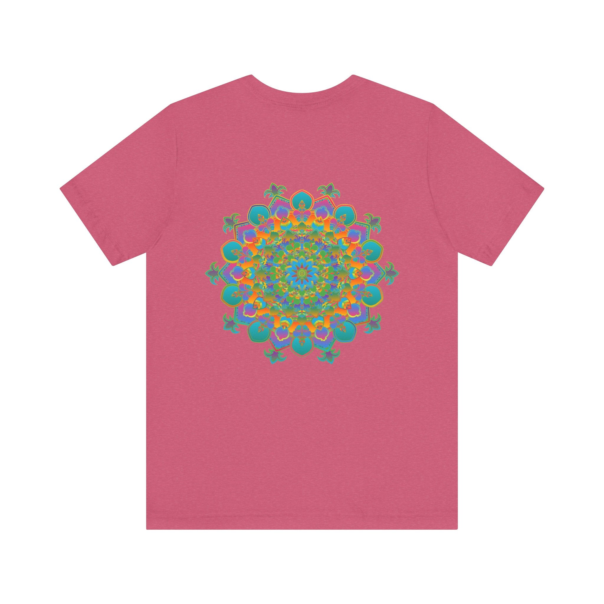 Colorful and intricate mandala design tee promoting spiritual peace and harmony