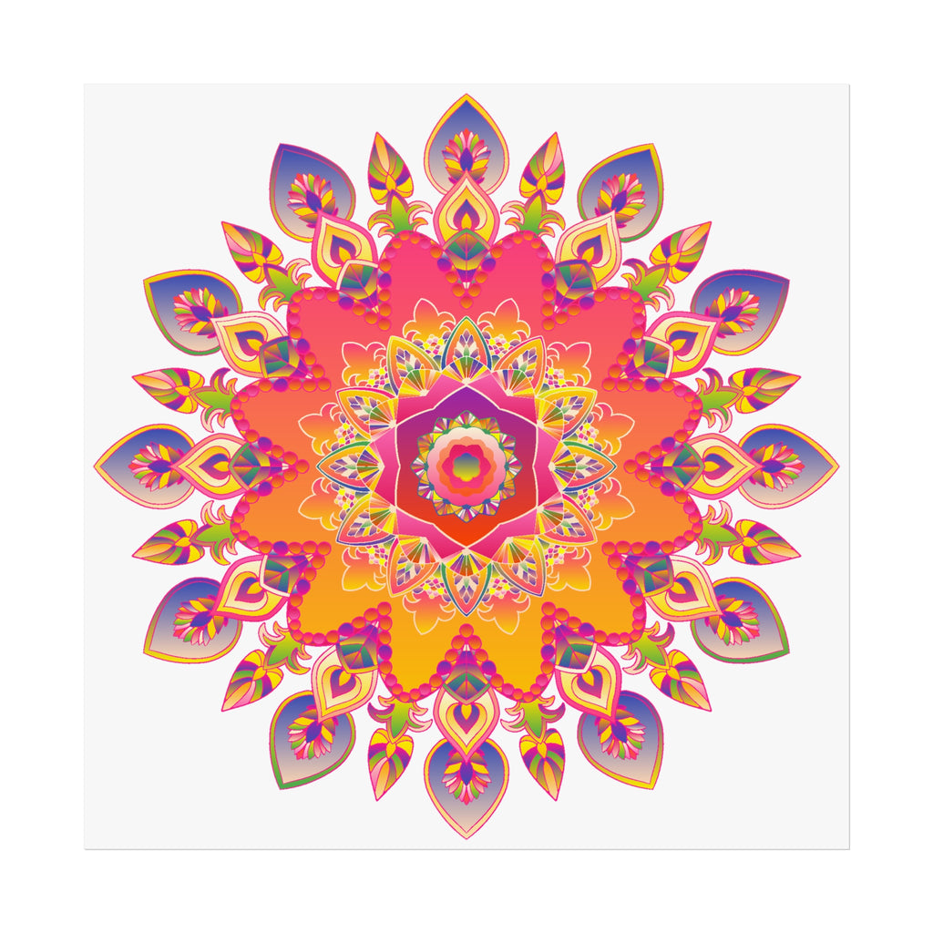 Vibrant Floral Mandala Fine Art Poster — Boho Wall Decor for Living Room & Meditation
