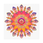Vibrant Floral Mandala Fine Art Poster — Boho Wall Decor for Living Room & Meditation