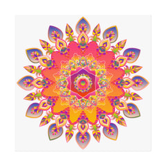 Vibrant Floral Mandala Fine Art Poster — Boho Wall Decor for Living Room & Meditation
