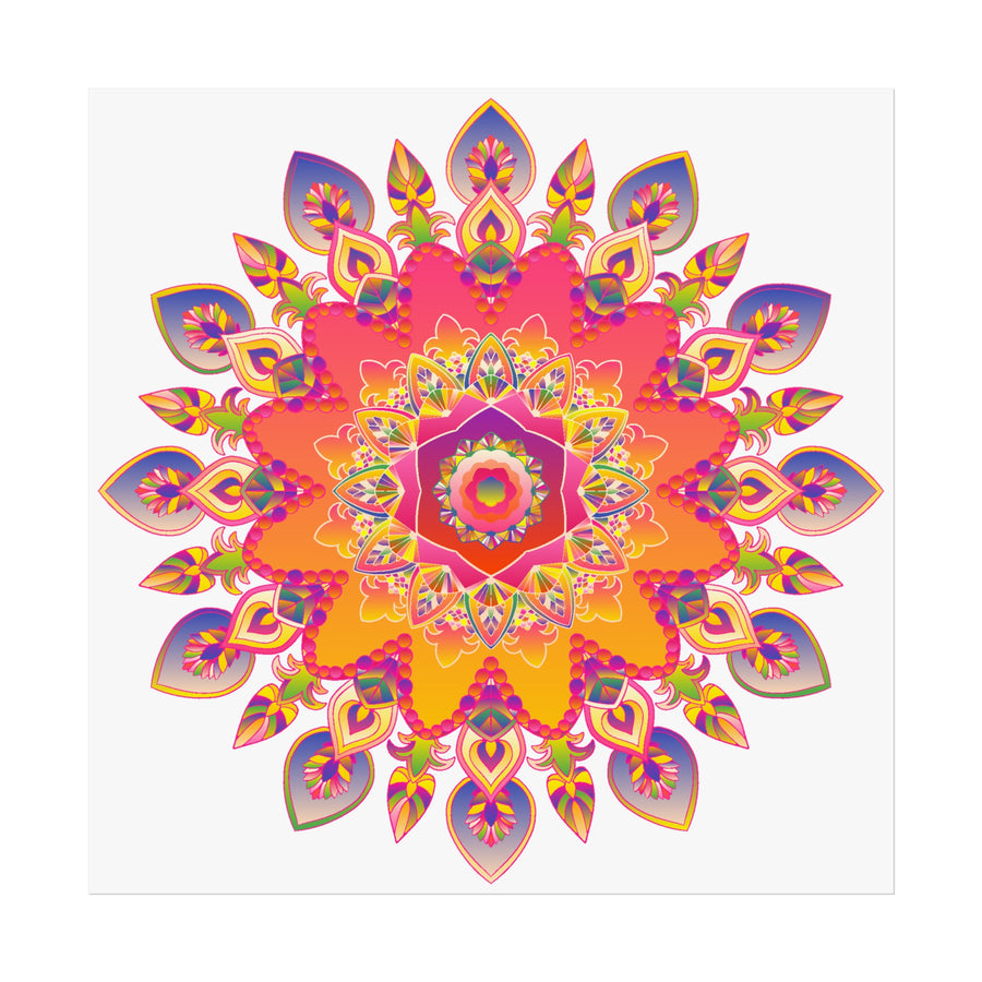 Vibrant Floral Mandala Fine Art Poster — Boho Wall Decor for Living Room & Meditation