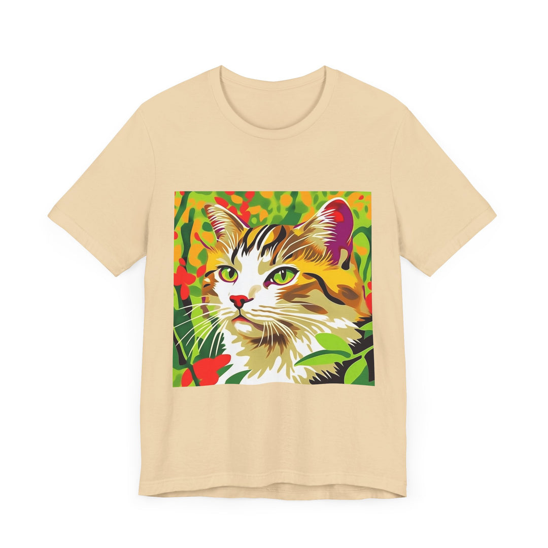 Colorful Savana Cat T-Shirt featuring a vibrant and eye-catching animal design