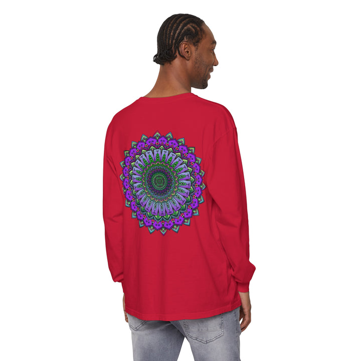 Intricate Mandala Unisex Long Sleeve T-Shirt with detailed hand-drawn design