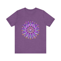 Beautiful purple and gold mandala tee featuring spiritual art design