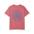 Vibrant and colorful handmade mandala art t-shirt, perfect for both men and women, dyed in unique unisex garment style