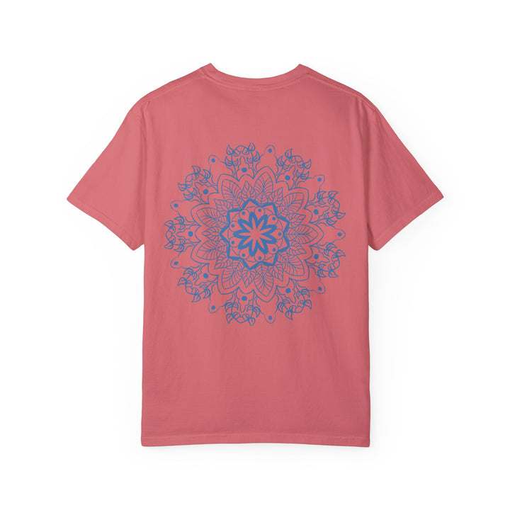 Vibrant and colorful handmade mandala art t-shirt, perfect for both men and women, dyed in unique unisex garment style