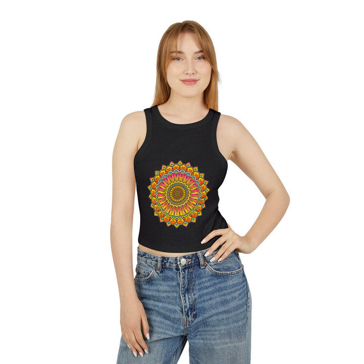 Vibrant and Flowy Tank Top with Colorful Mandala Print