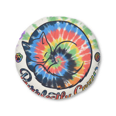 Purrfectly Cozy Cat Floor Pillow — Tie-Dye Round Cushion